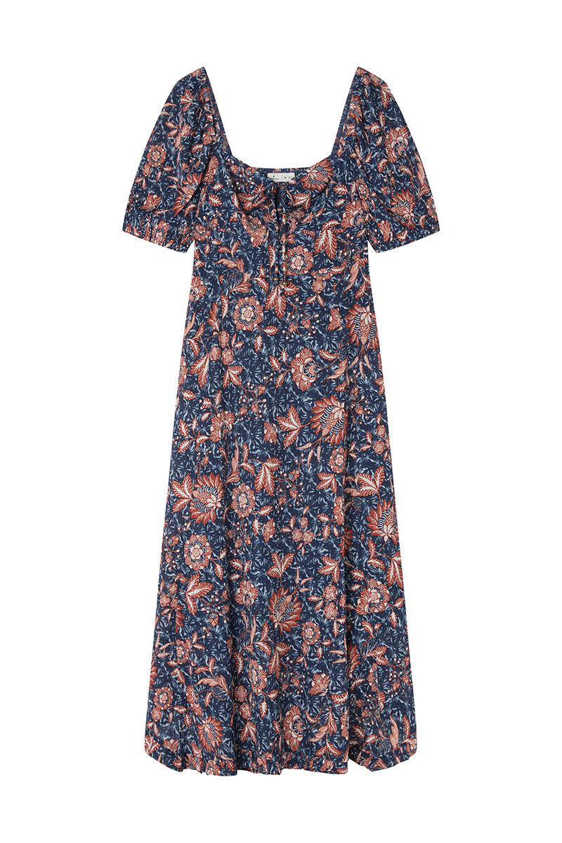 Springfield Vestido midi estampado picos azulado