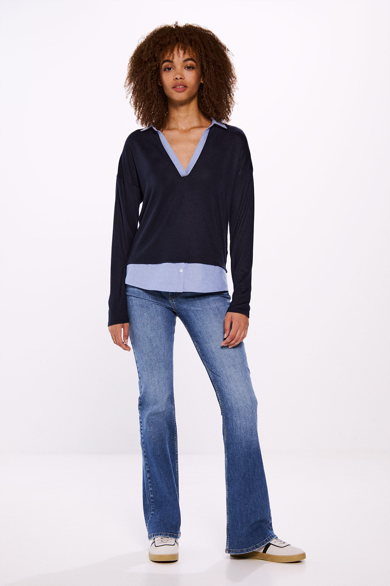 Springfield Playera cuello camisero combinada azul