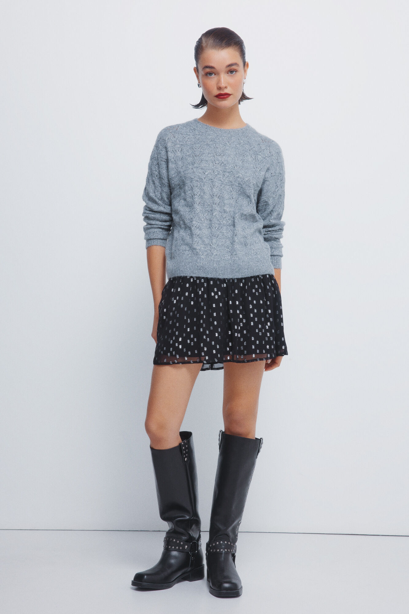 Springfield Falda holgada de l&uacute;rex negro