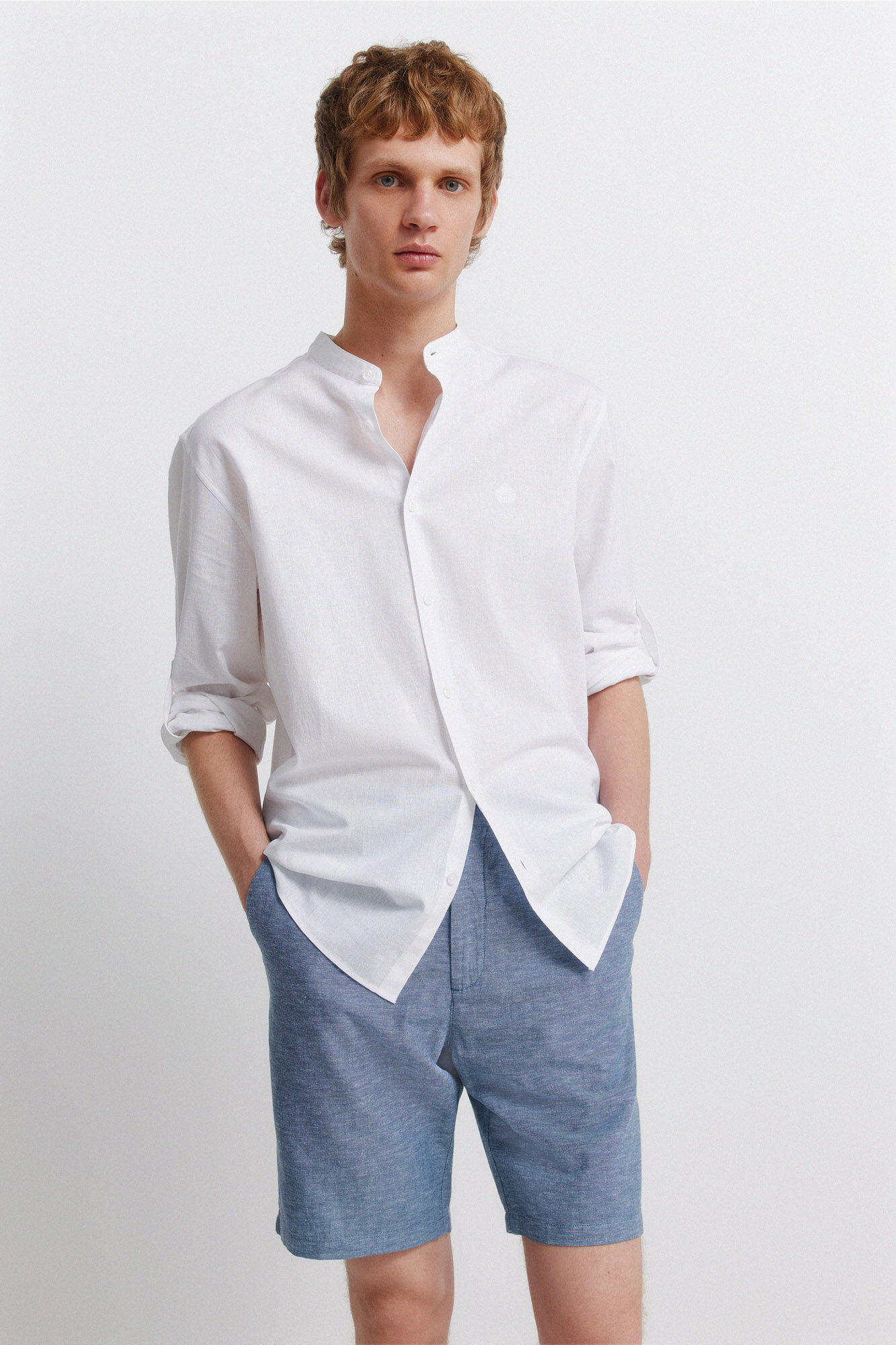 Springfield Bermudas de lino comfort slim fit azul