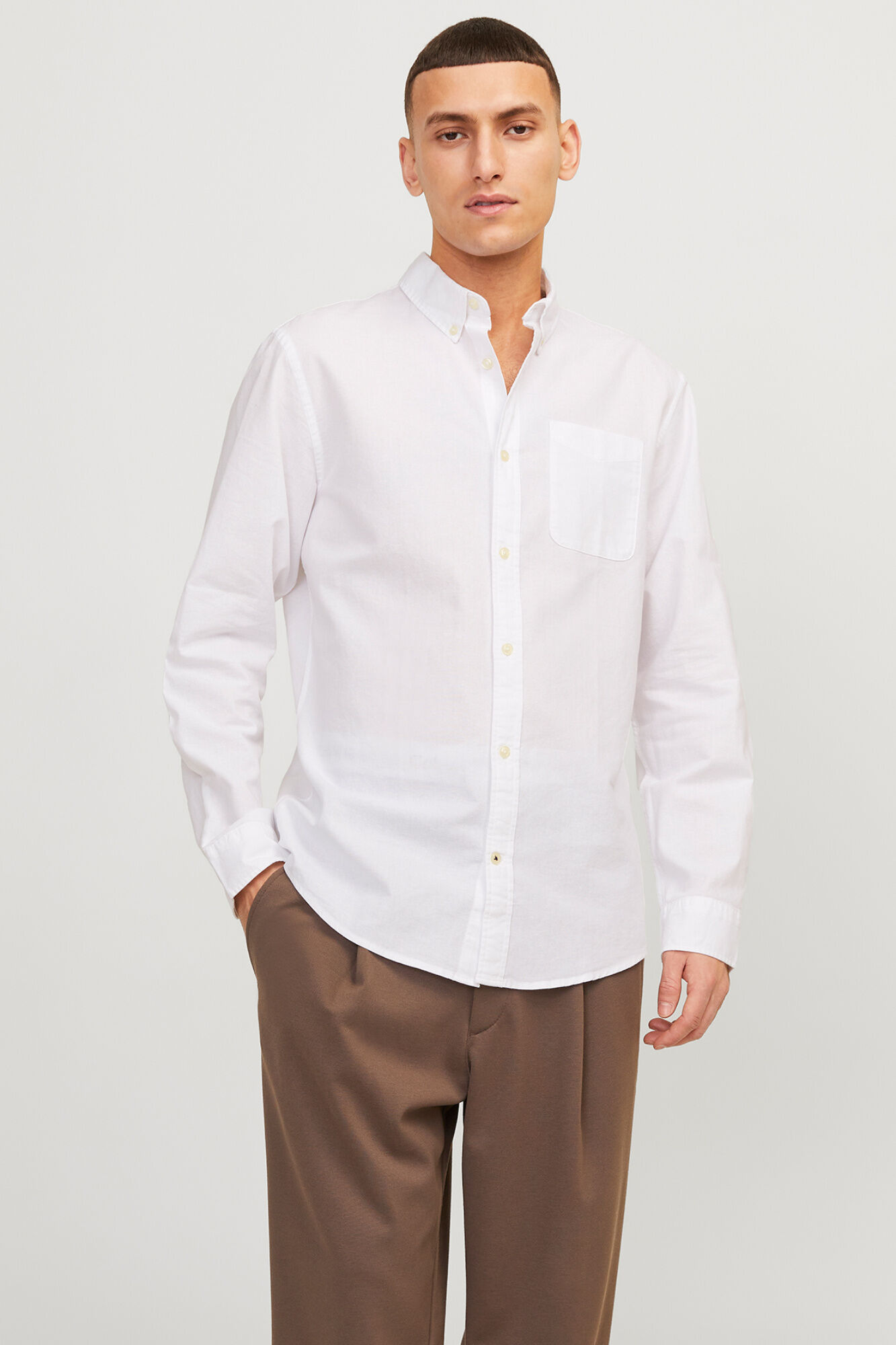 Jack & Jones Camisa oxford de algod&oacute;n