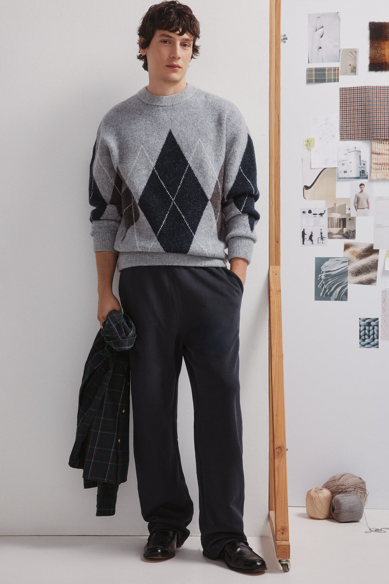 Springfield Jersey elegante con estampado de diamantes gris