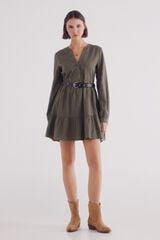 Springfield Vestido corto camisero bordados khaki
