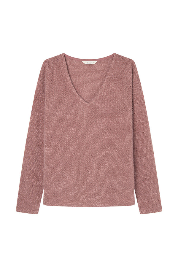 Springfield Playera chenilla escote pico morado/lila