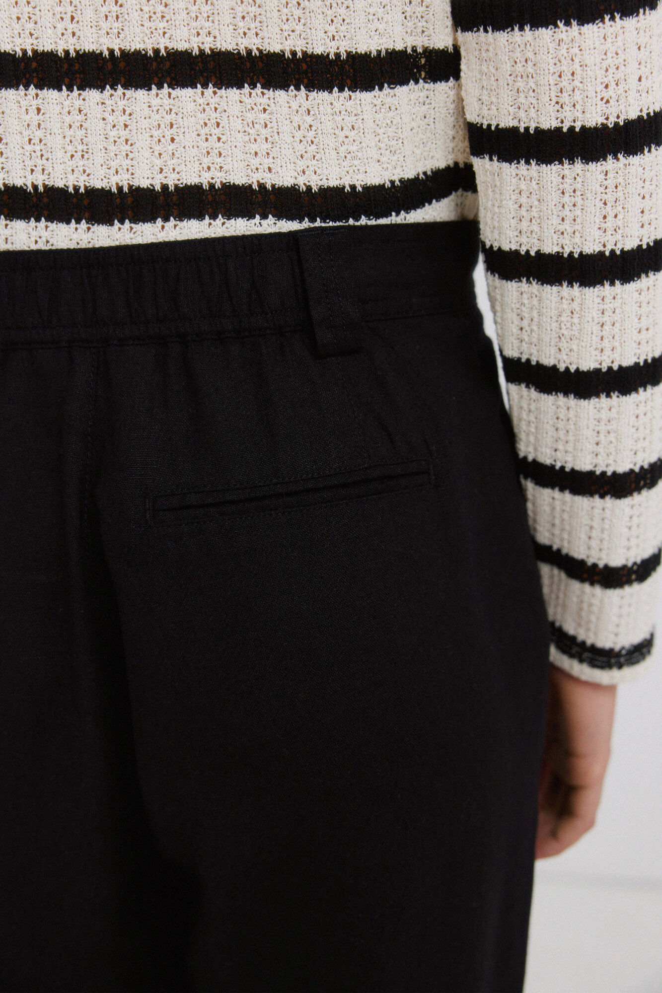 Springfield Pantalones de lino negro