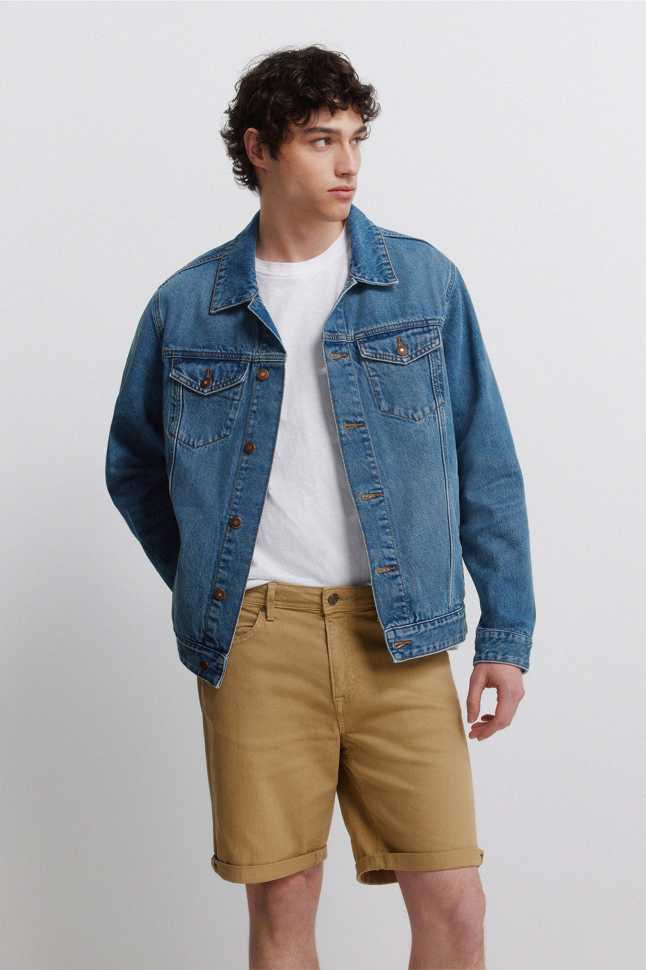 Springfield Bermudas de 5 bolsillos lavadas slim fit beige
