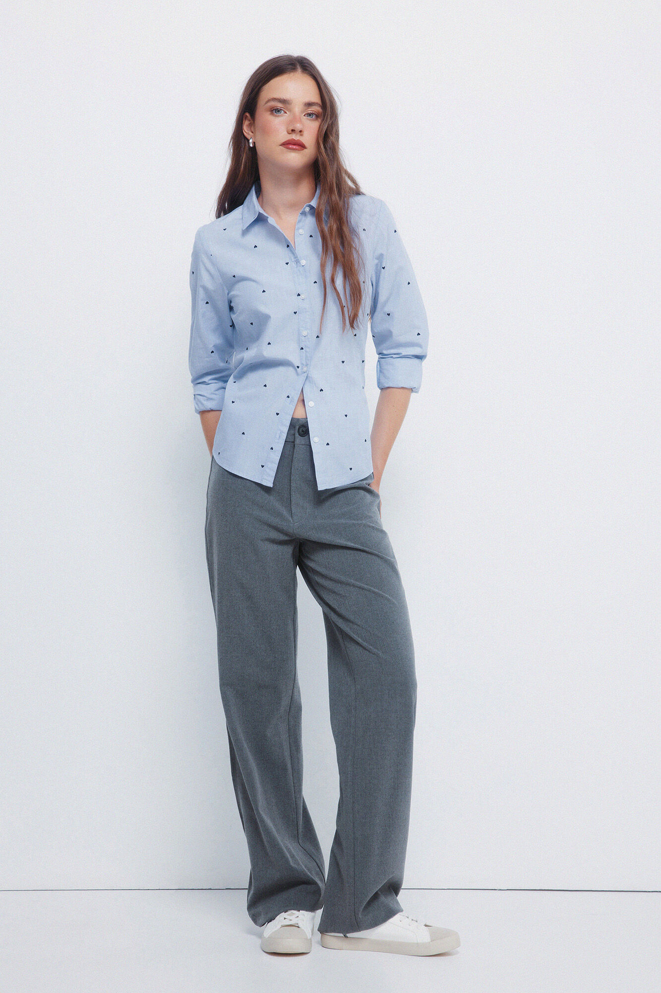 Springfield Camisa detalles bordados azul