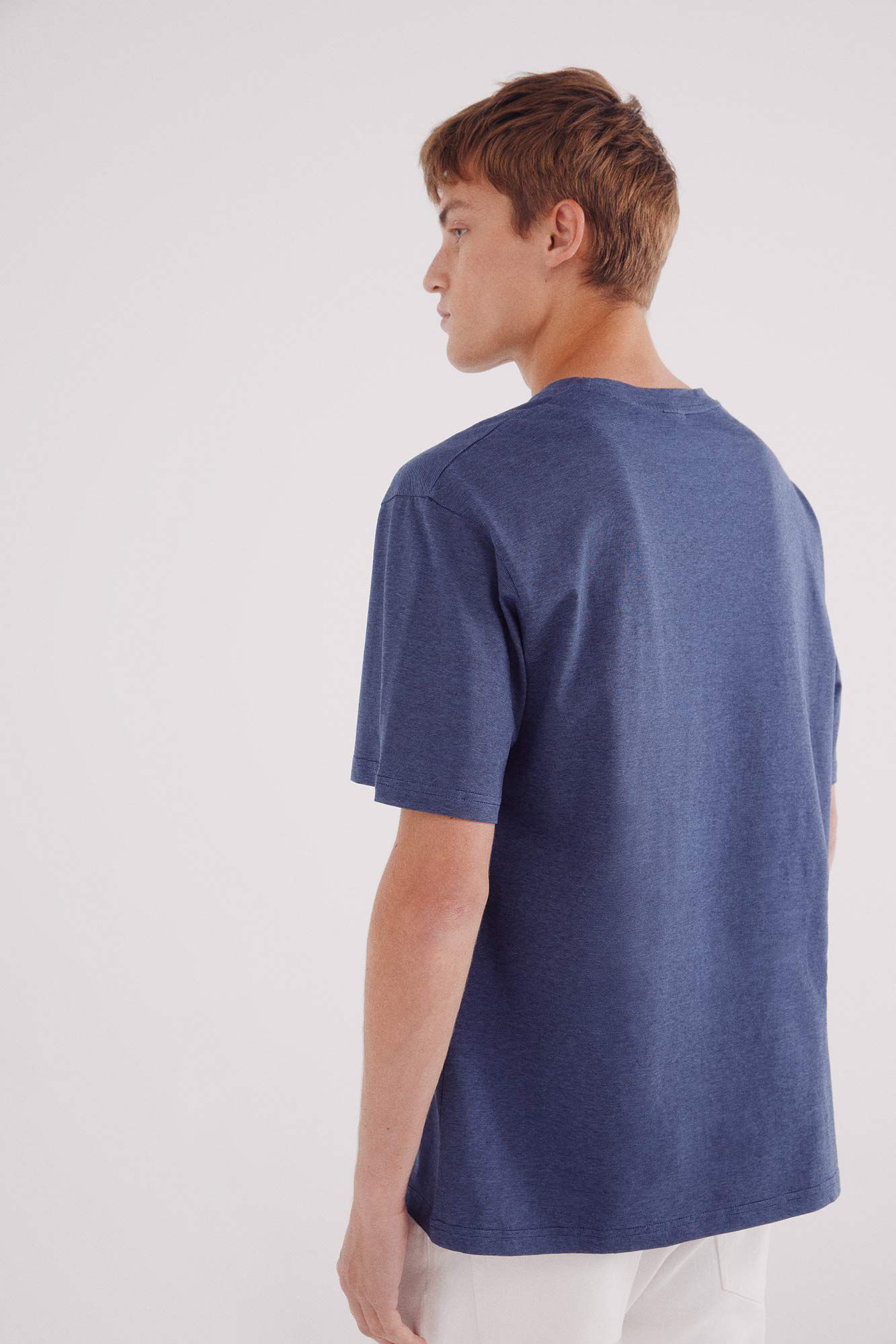 Springfield Playera microraya tejida azul