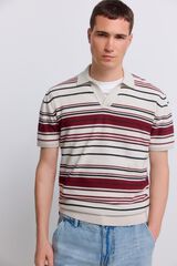 Springfield Polo de tejido de punto con rayas irregulares gris