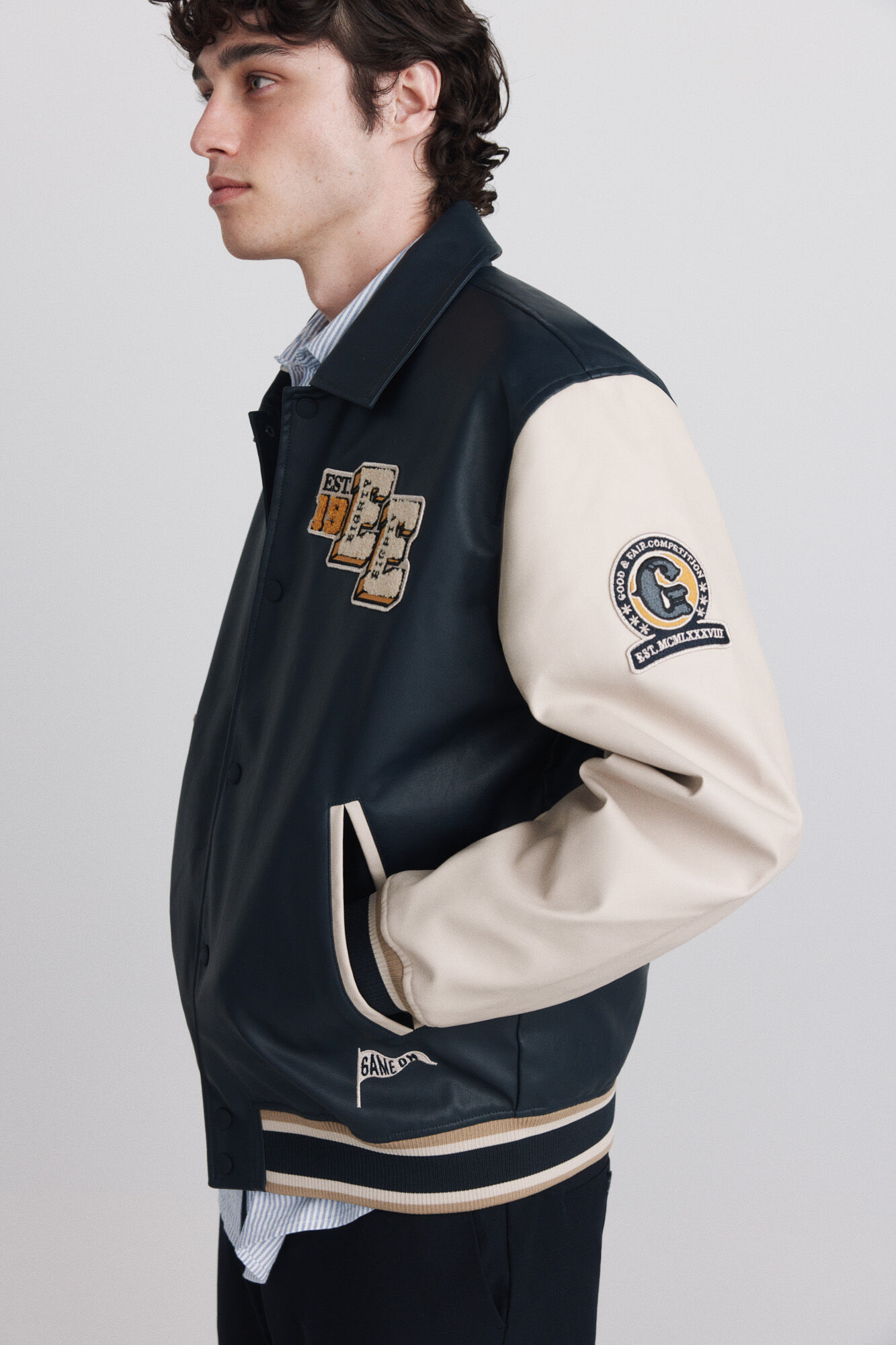 Springfield Chamarra bomber efecto piel varsity