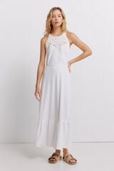 Springfield Vestido midi cuello halter de crochet natural