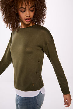Springfield Playera combinada botones laterales khaki