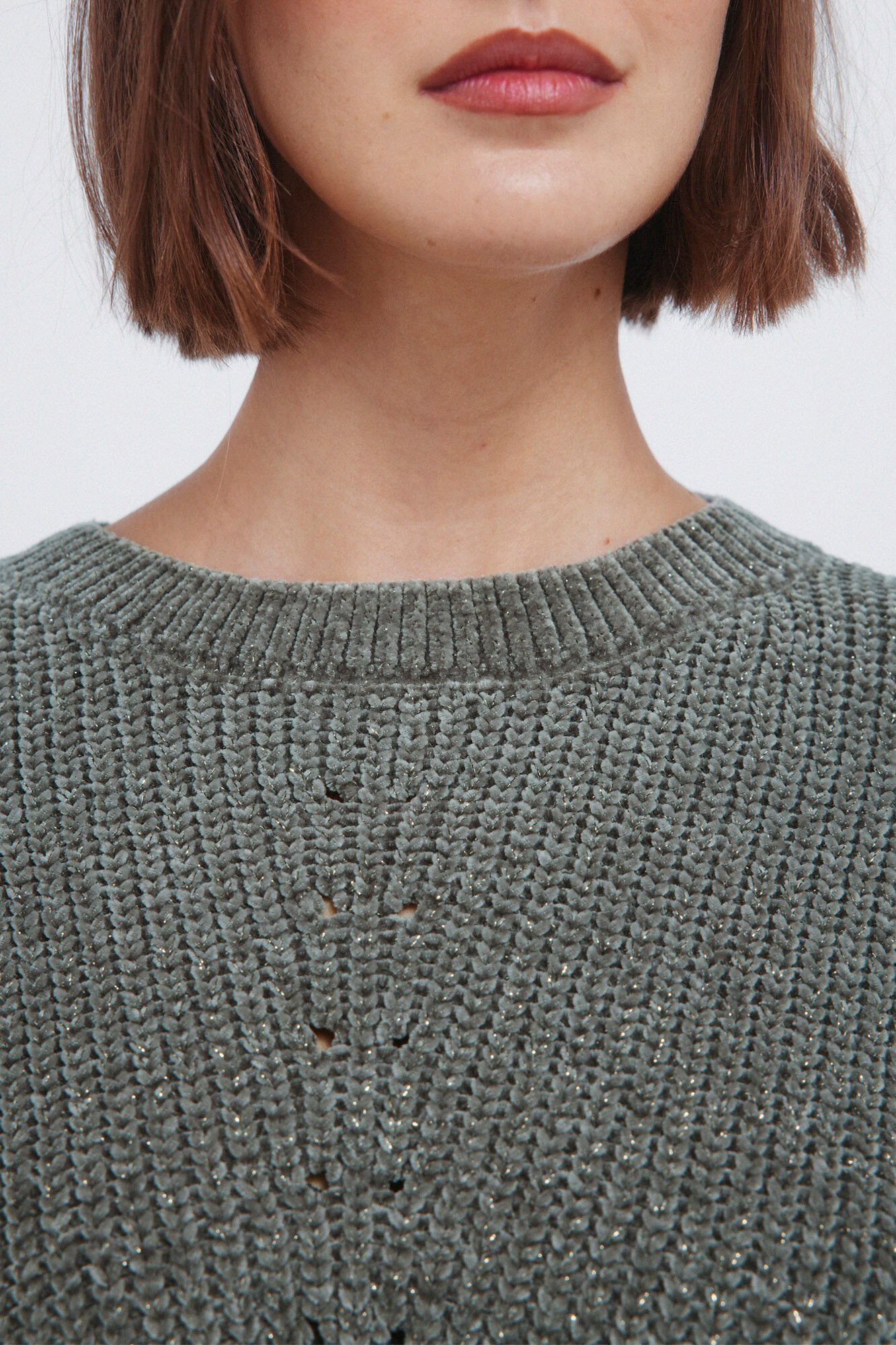 Springfield Jersey de chenilla y lurex kaki