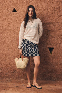 Springfield Falda corta de lino con estampado &eacute;tnico