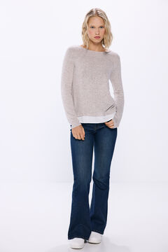 Springfield Playera tejido cortado combinada café