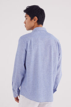 Springfield Camisa lino rayas azulado