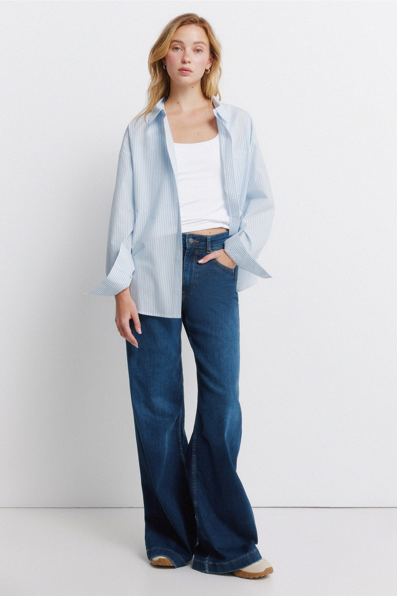 Springfield Camisa oversize de rayas azul