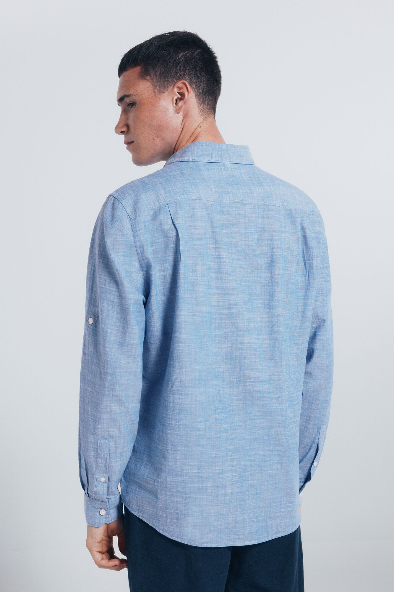 Springfield Camisa algod&oacute;n slub azul