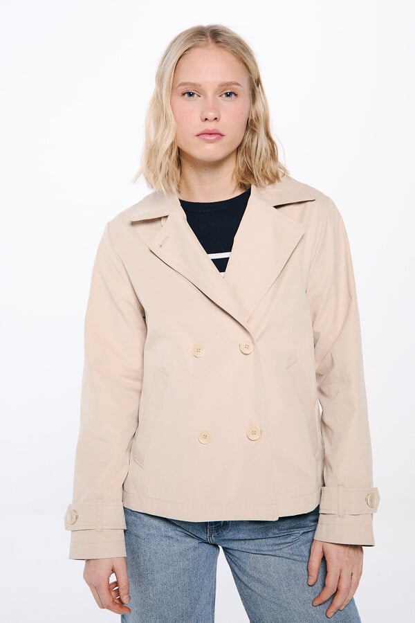 Springfield Gabardina corta doble botón estampado