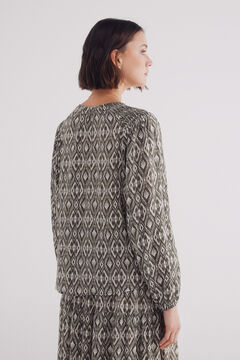 Springfield Blusa étnica nido de abeja khaki