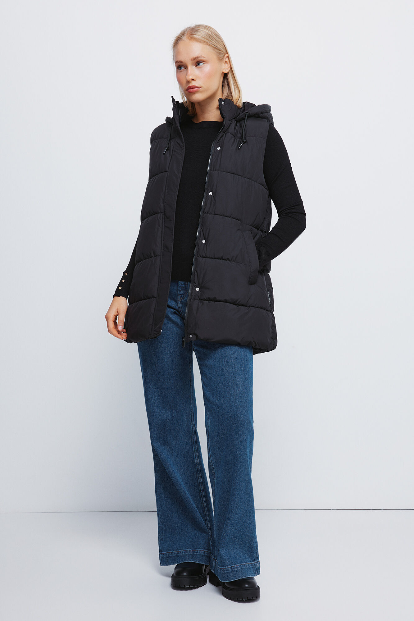 Springfield Chaleco capucha poli&eacute;ster reciclado negro