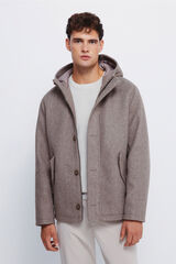 Springfield Parka short efecto lana café