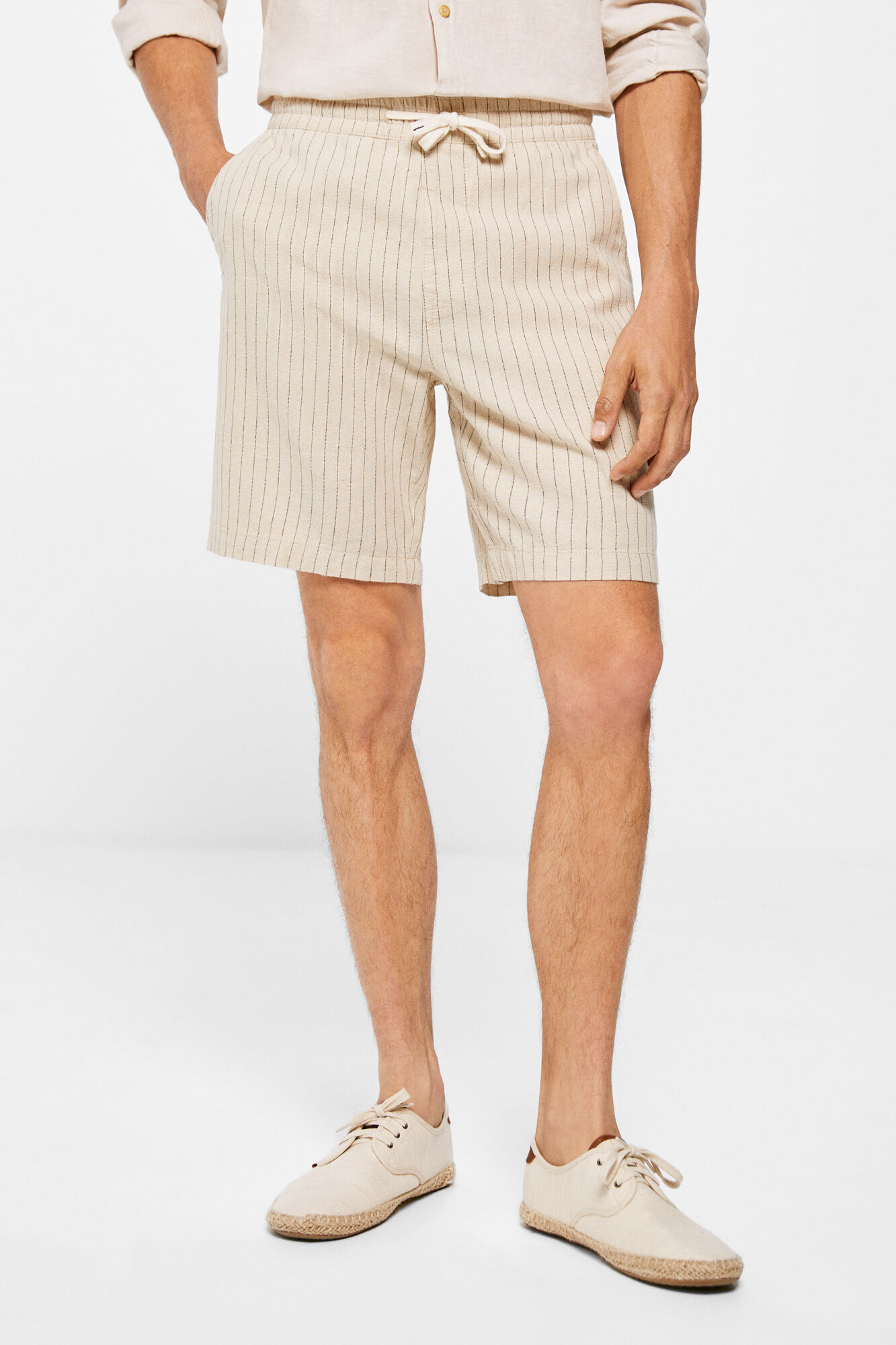 Springfield Bermuda lino rayas beige