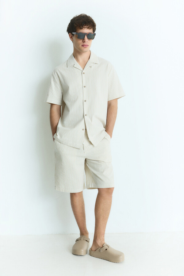 Springfield Bermudas seersucker relaxed fit beige