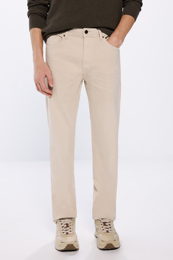 Springfield Pantalón color lavado slim fit beige