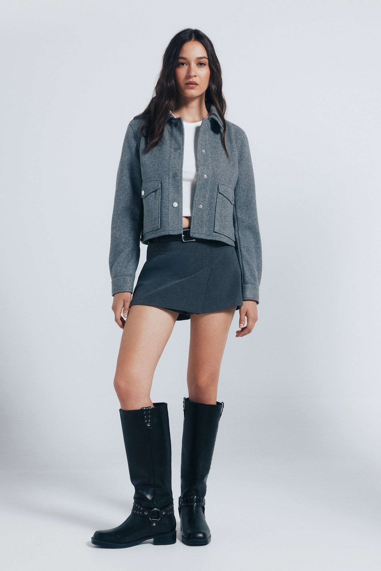 Springfield Chamarra short de felpa gris