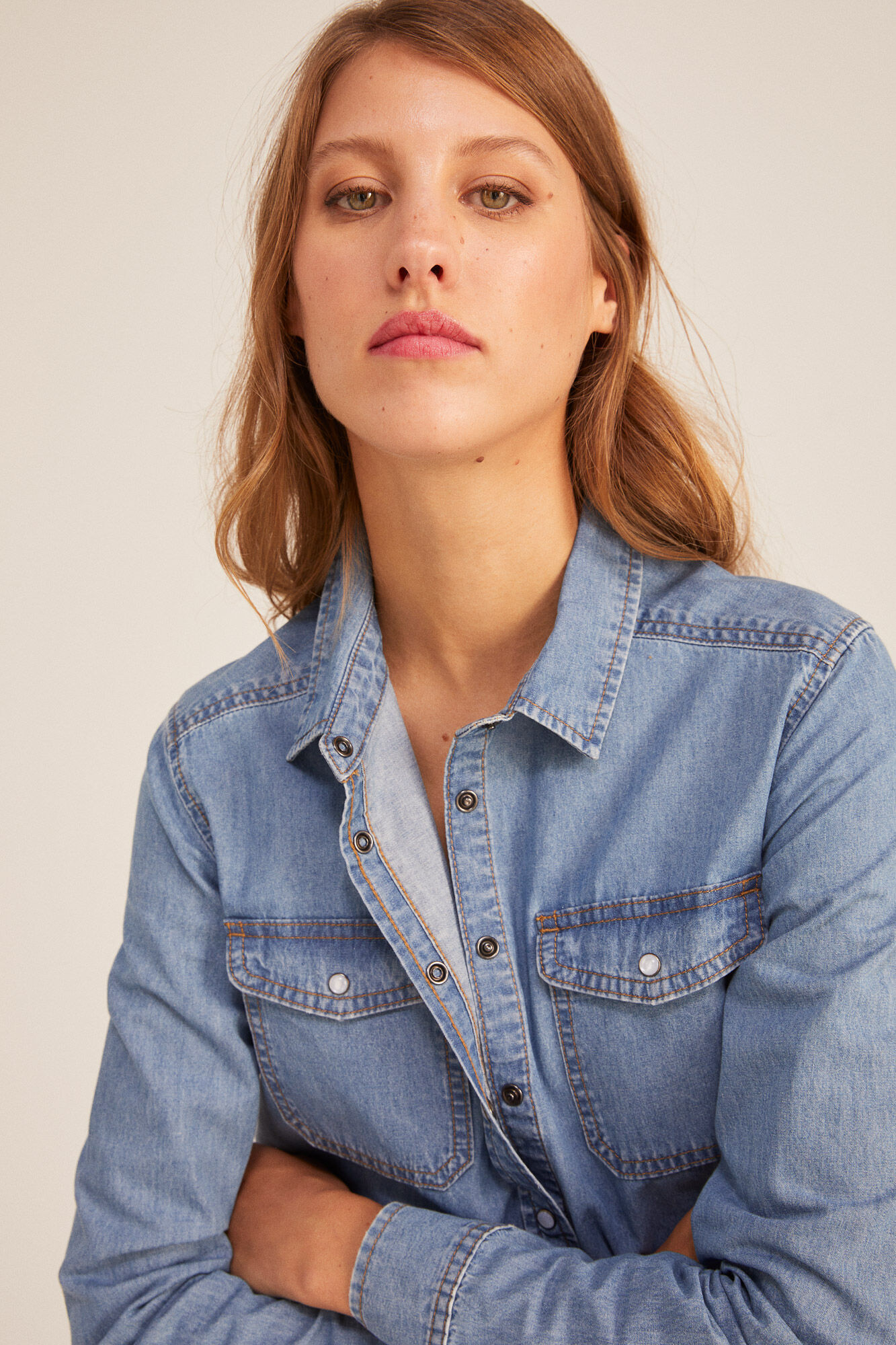 Springfield Camisa B&aacute;sica Vaquera azul