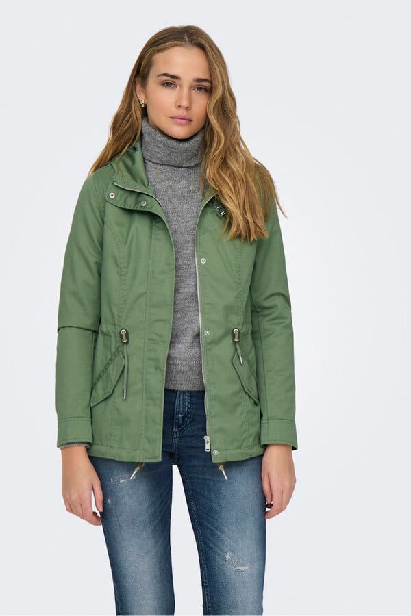 Only Parka con capucha verde
