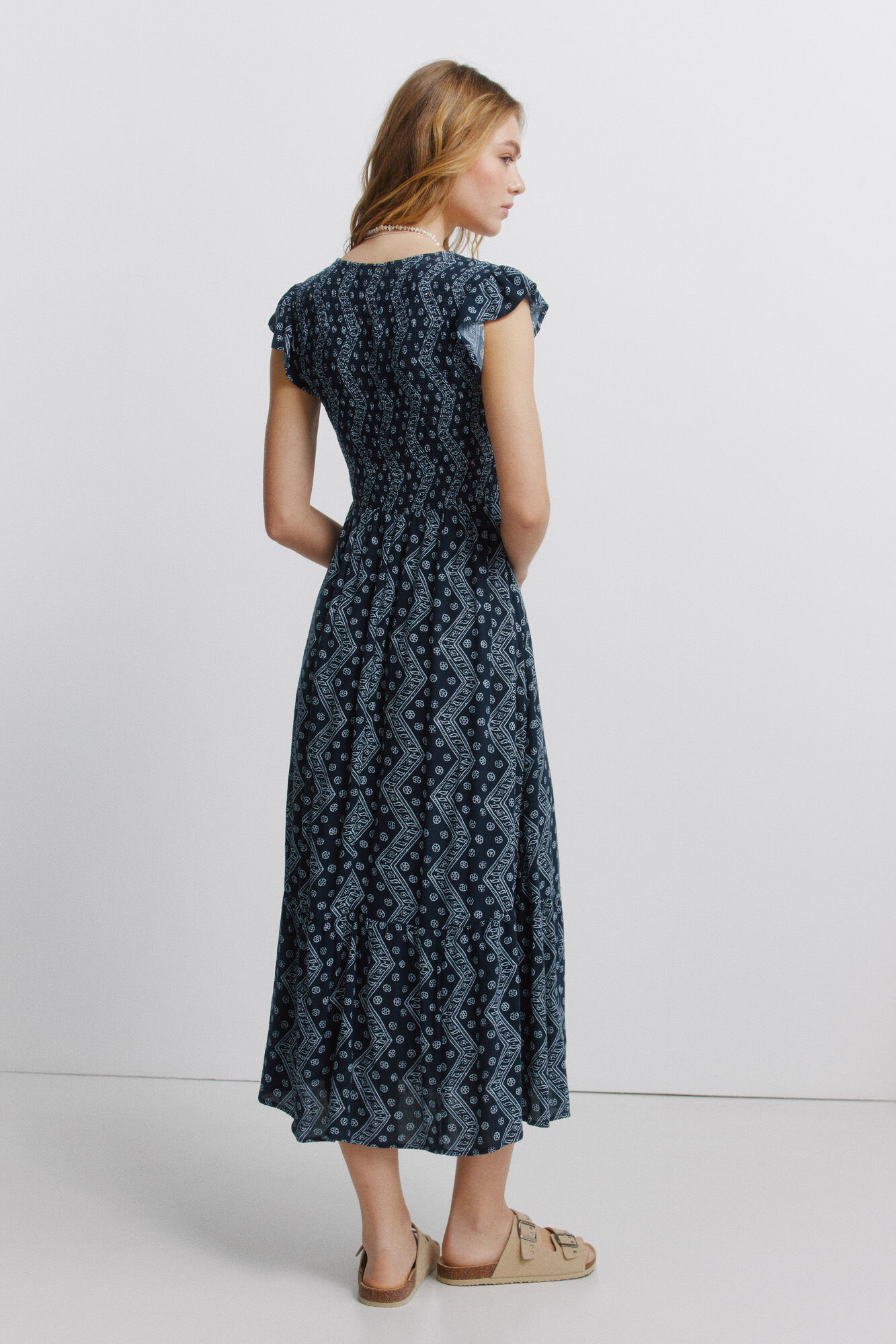 Springfield Vestido midi estampado cenefa azul