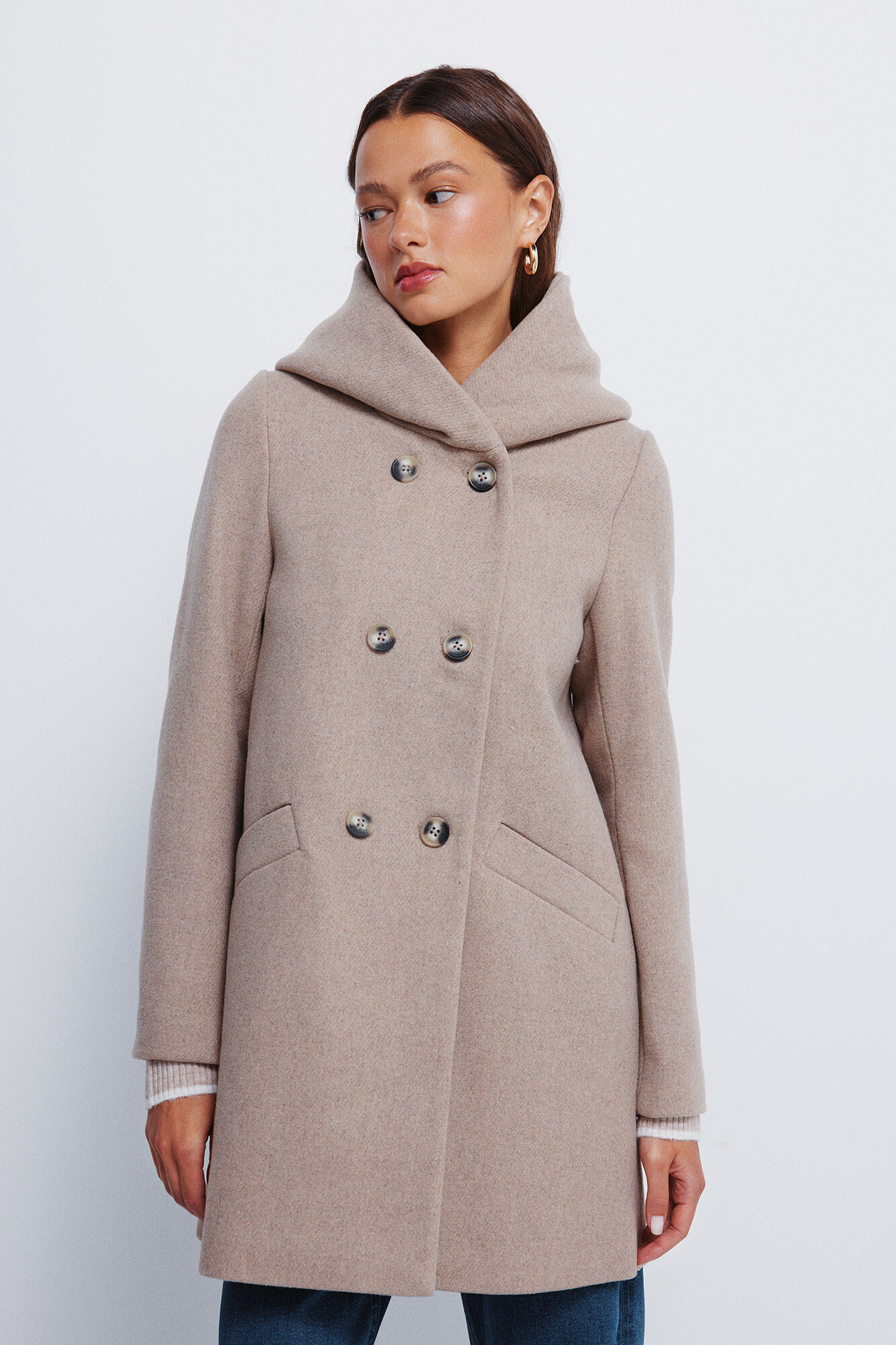 Springfield Abrigo botones capucha caf&eacute;