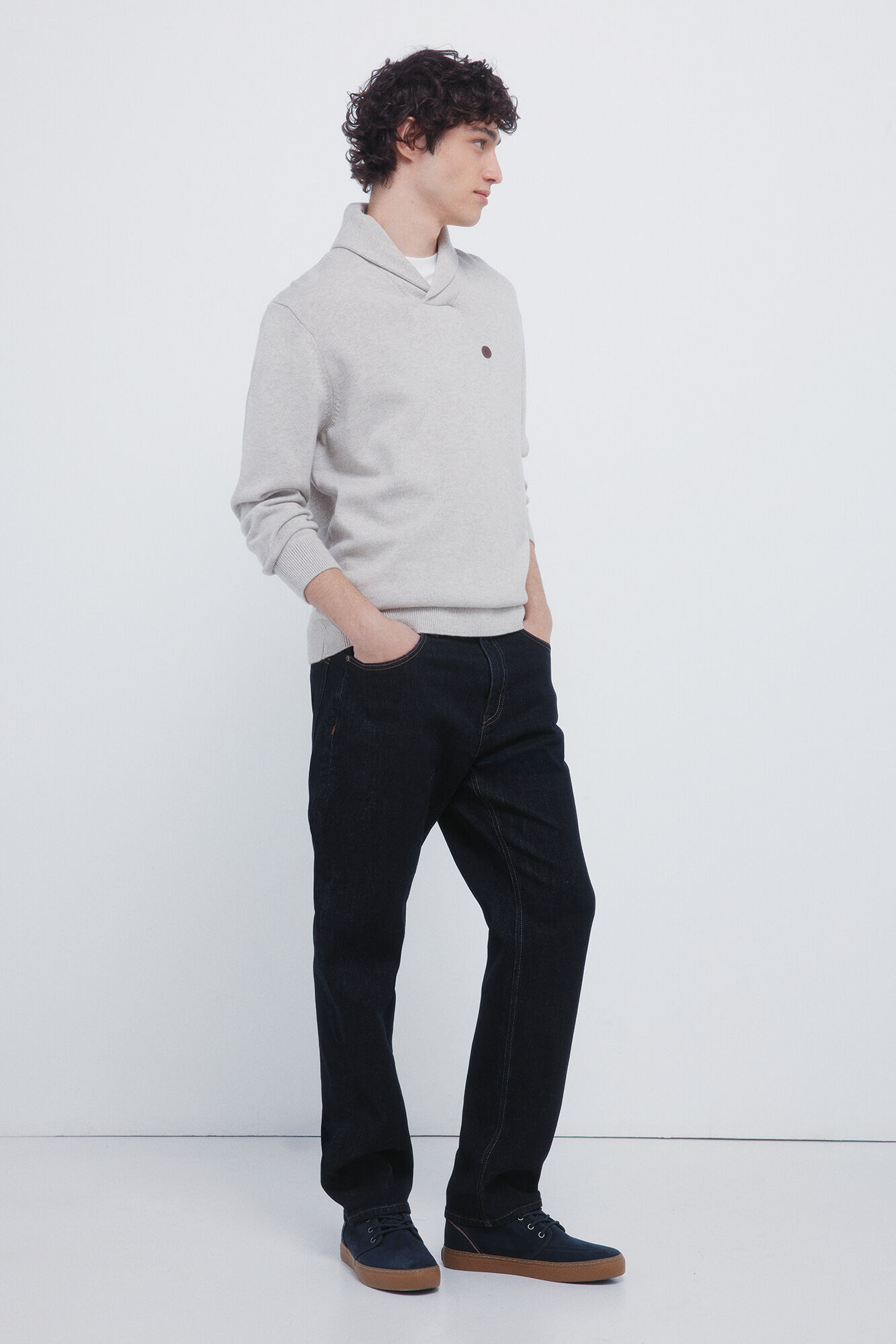 Springfield Jersey de cuello esmoquin caf&eacute;