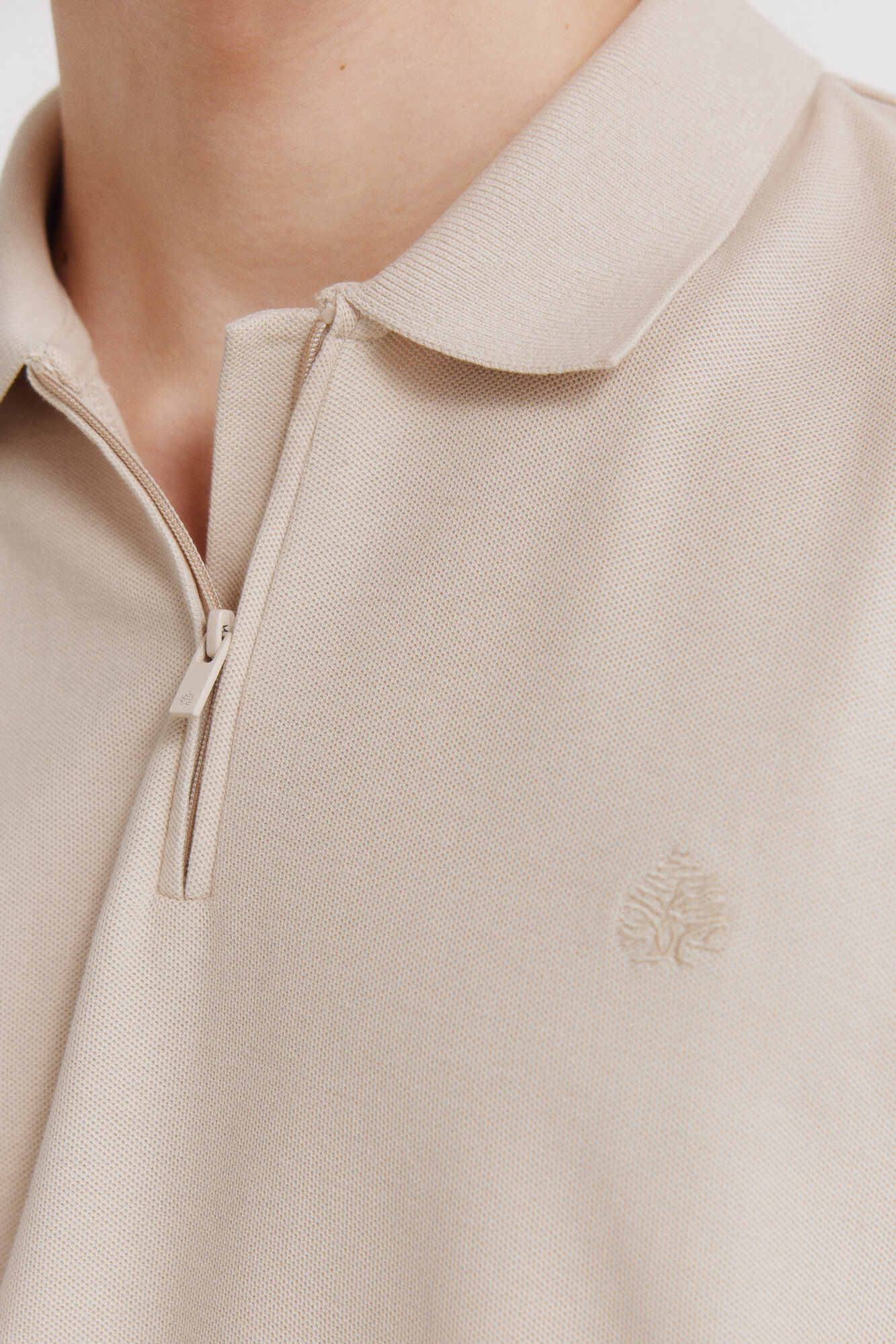Springfield Polo de piqu&eacute; con cierre regular fit caf&eacute;