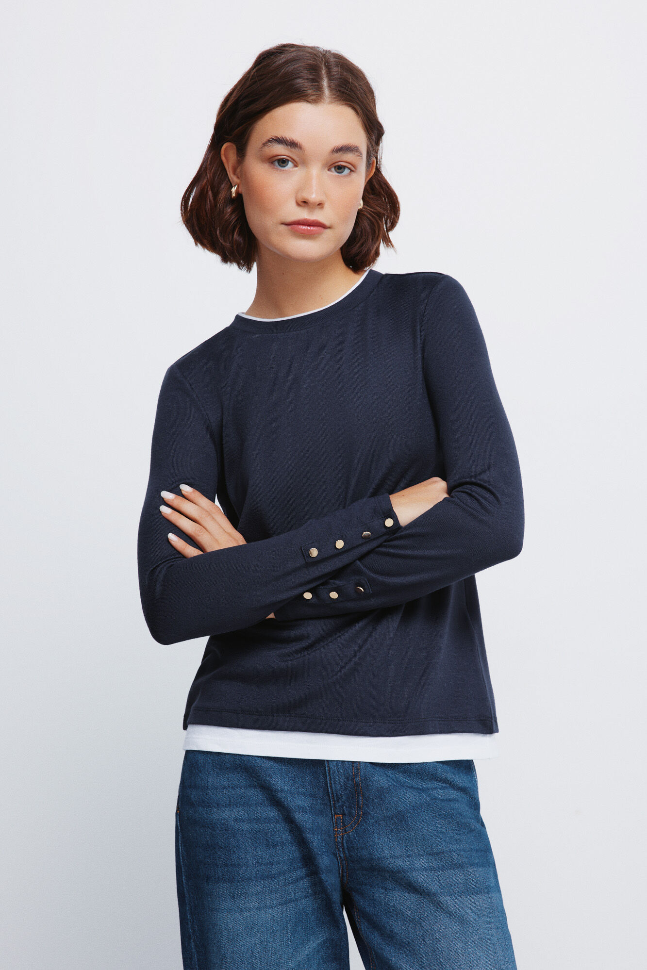 Springfield Prenda efecto doble soft touch al playera marino