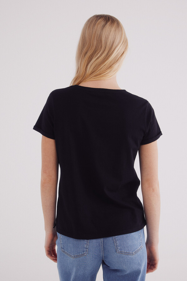 Springfield Playera básica manga vuelta negro