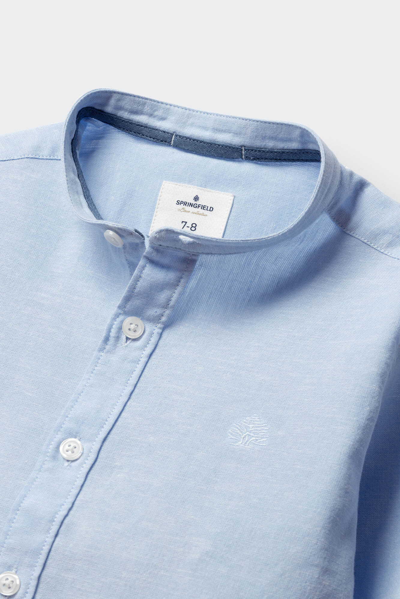 Springfield Kids Camisa de lino cuello mao para ni&ntilde;o azul