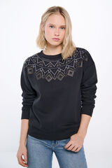 Springfield Sudadera cuello cenefas tachuelas gris