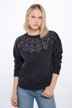 Springfield Sudadera cuello cenefas tachuelas gris
