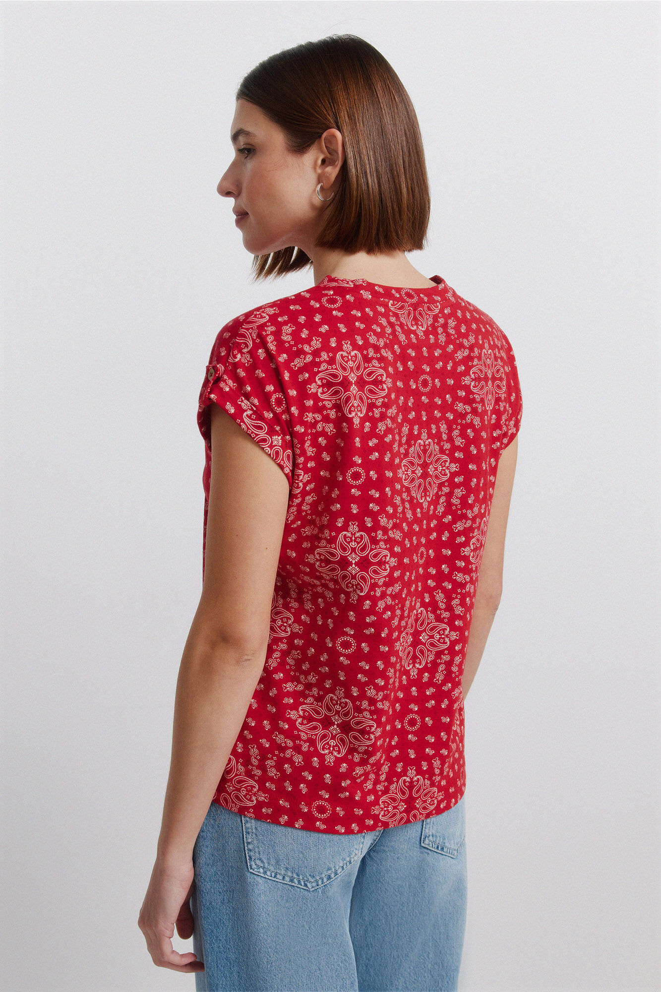 Springfield Playera de manga doblada rojo