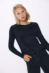 Springfield Playera crochet hombros negro