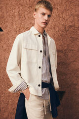 Springfield Sobrecamisa overshirt de lino y algod&oacute;n blanco