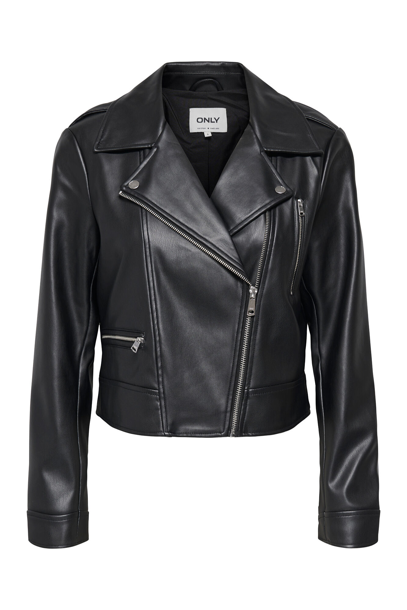 Only Chamarra biker de piel vegana negro