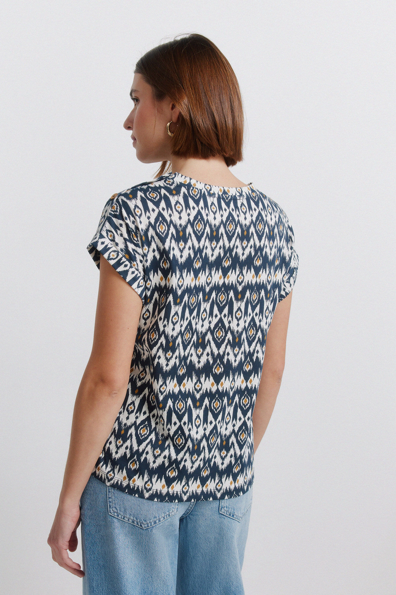 Springfield Playera estampada con botones azul