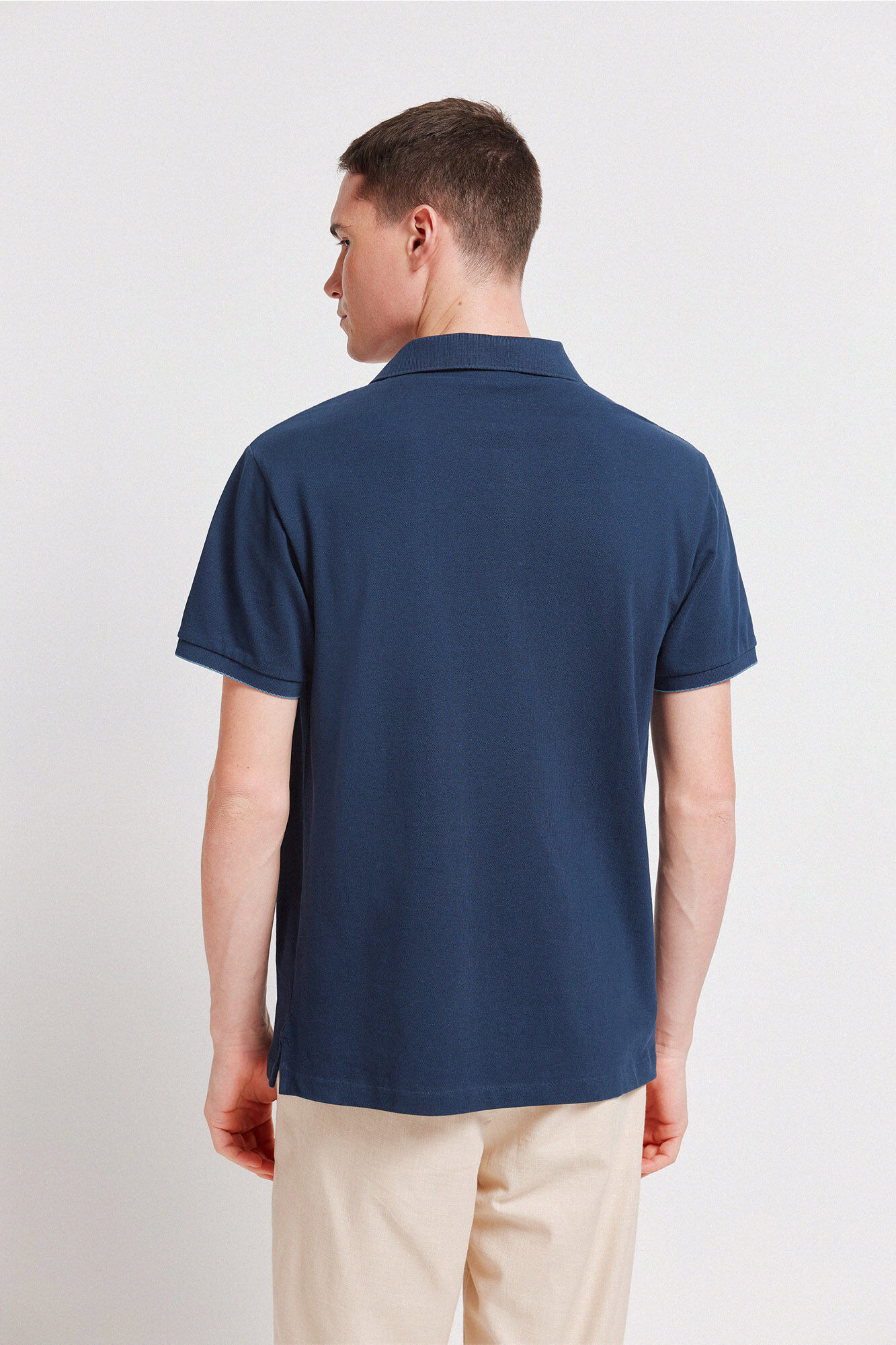 Springfield Polo piqu&eacute; de pu&ntilde;o de contraste slim fit azulado