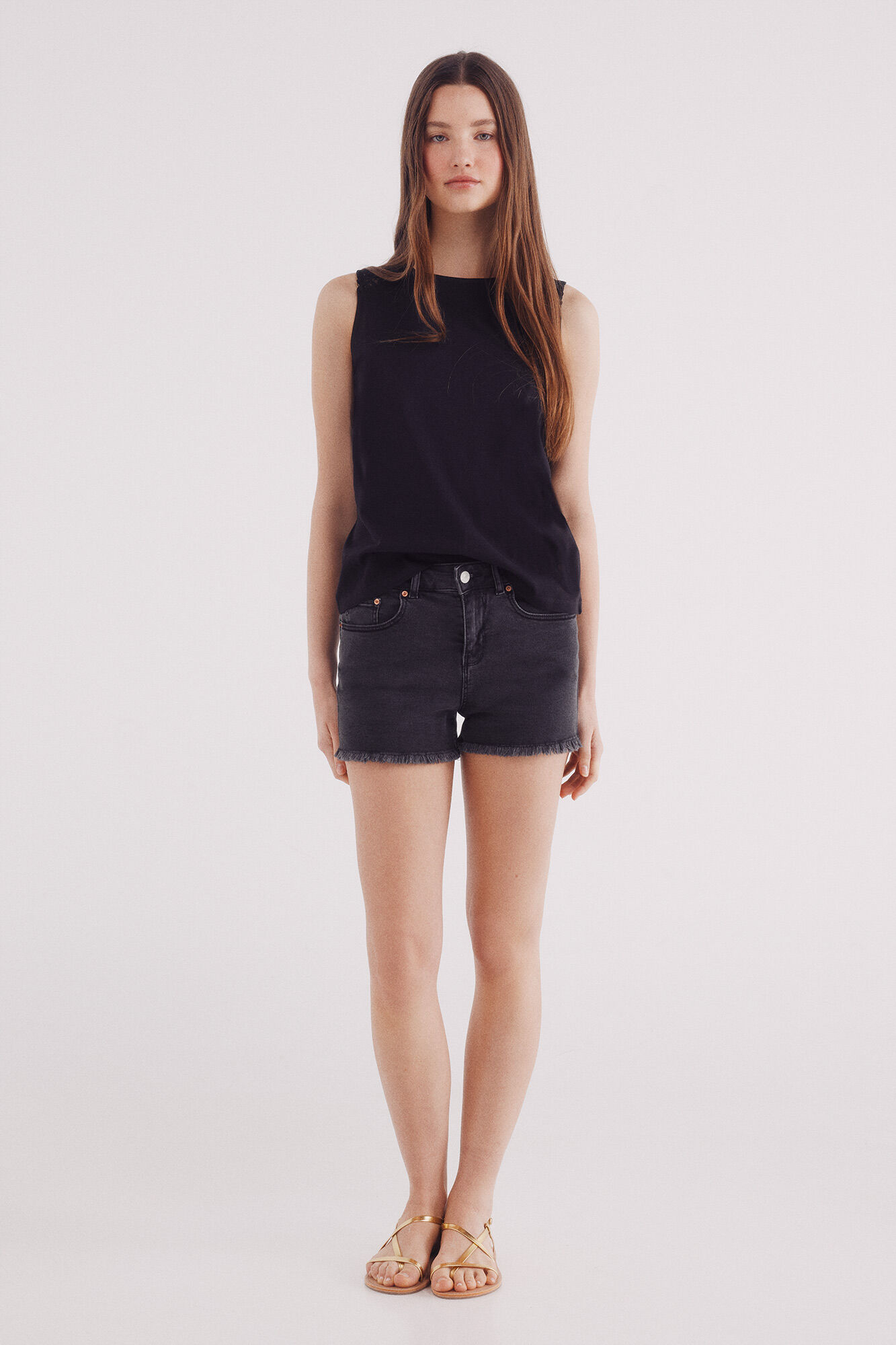 Springfield Playera crochet hombros negro