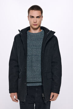 Springfield Parka efecto lana capucha gris