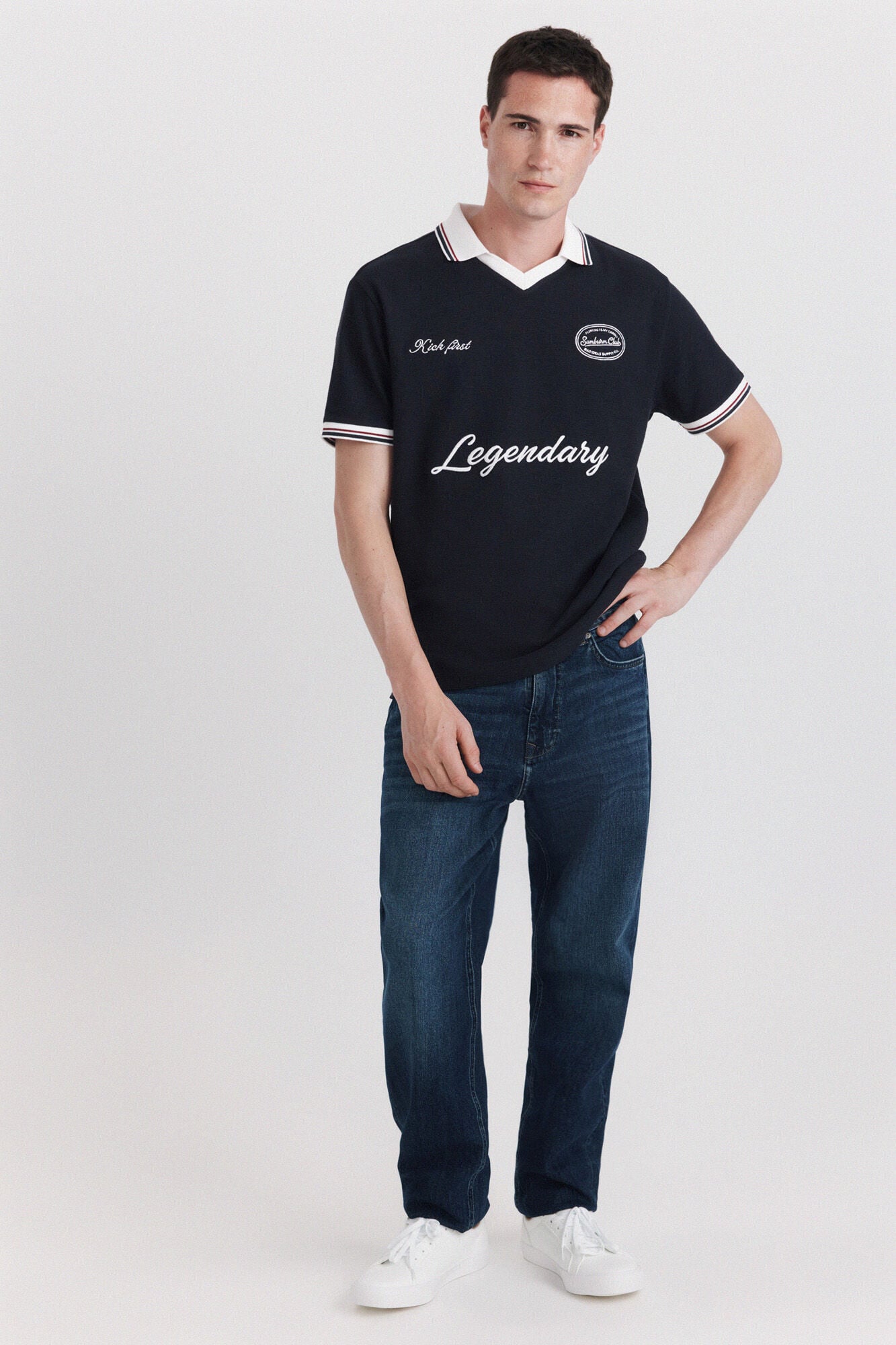Springfield Polo deportivo de contraste regular fit azul